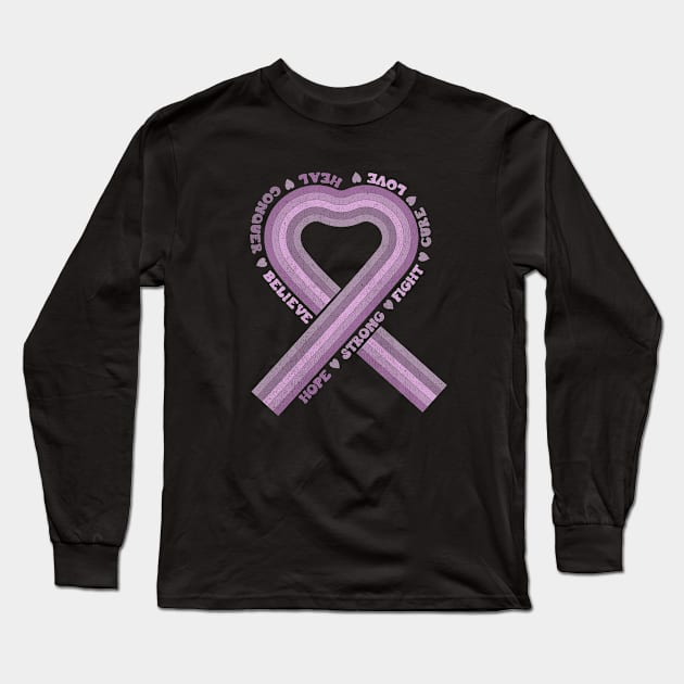 Purple Ribbon Long Sleeve T-Shirt by Mastilo Designs